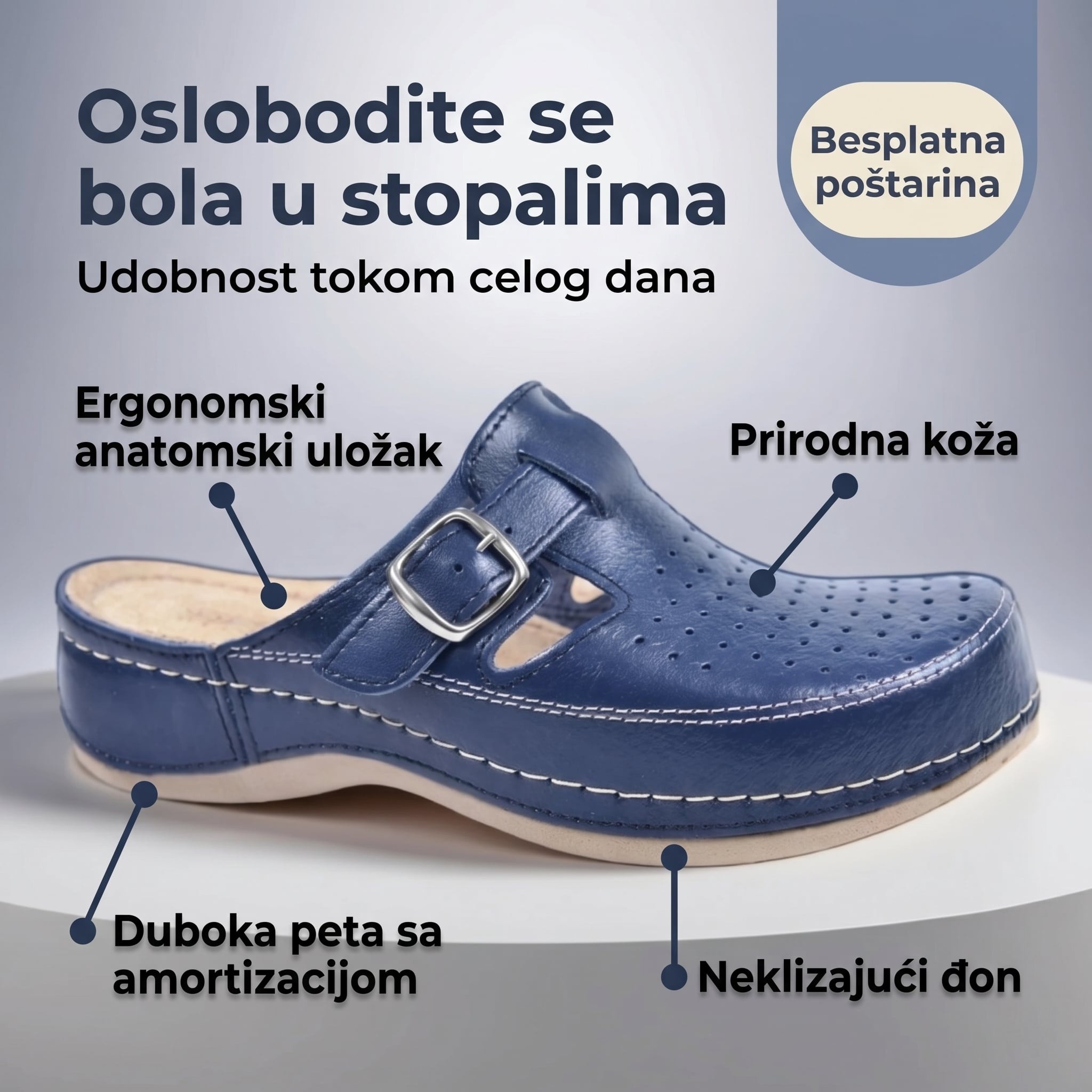 Udobna klompa sa prirodnom kožom